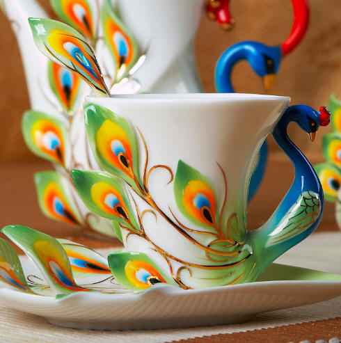 Peacock Stripe on Ceramic Peacock Stripe on Ceramic